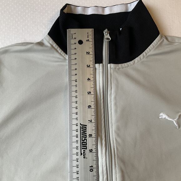 Puma Men Jacket Size M Gray Activewear Logo Zipper Long Sleeve Zipped Pockets - Picture 6 of 10